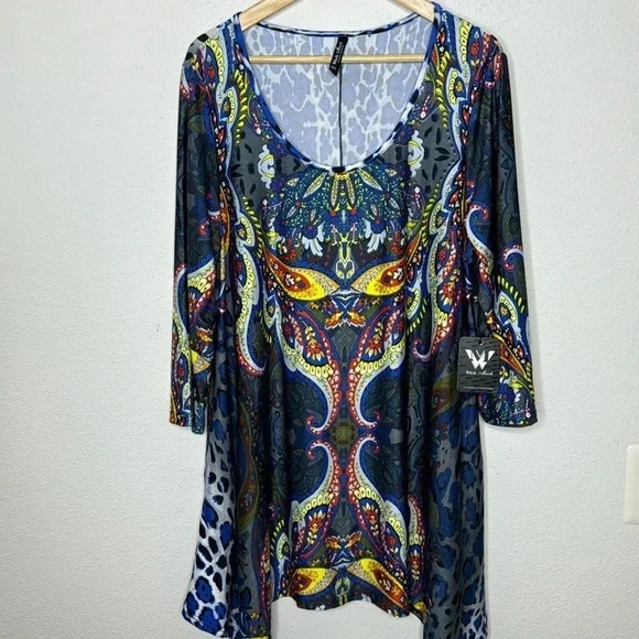 WHITE MARK New Plus Gypsy Goth Marlene Tunic Top size 2xl with 3/4 sleeves - Picture 2 of 5